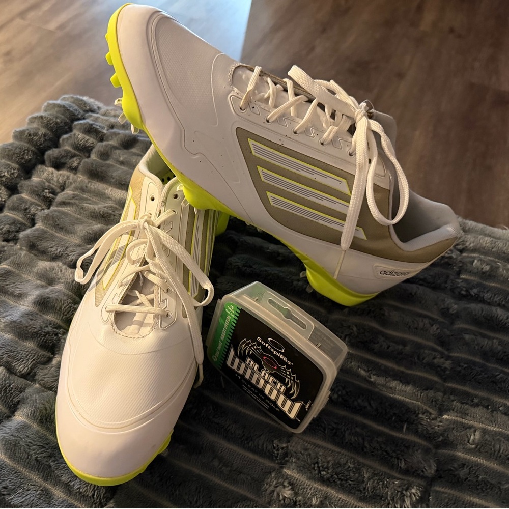 Men’s Adidas White and Lime Green Golf shoes